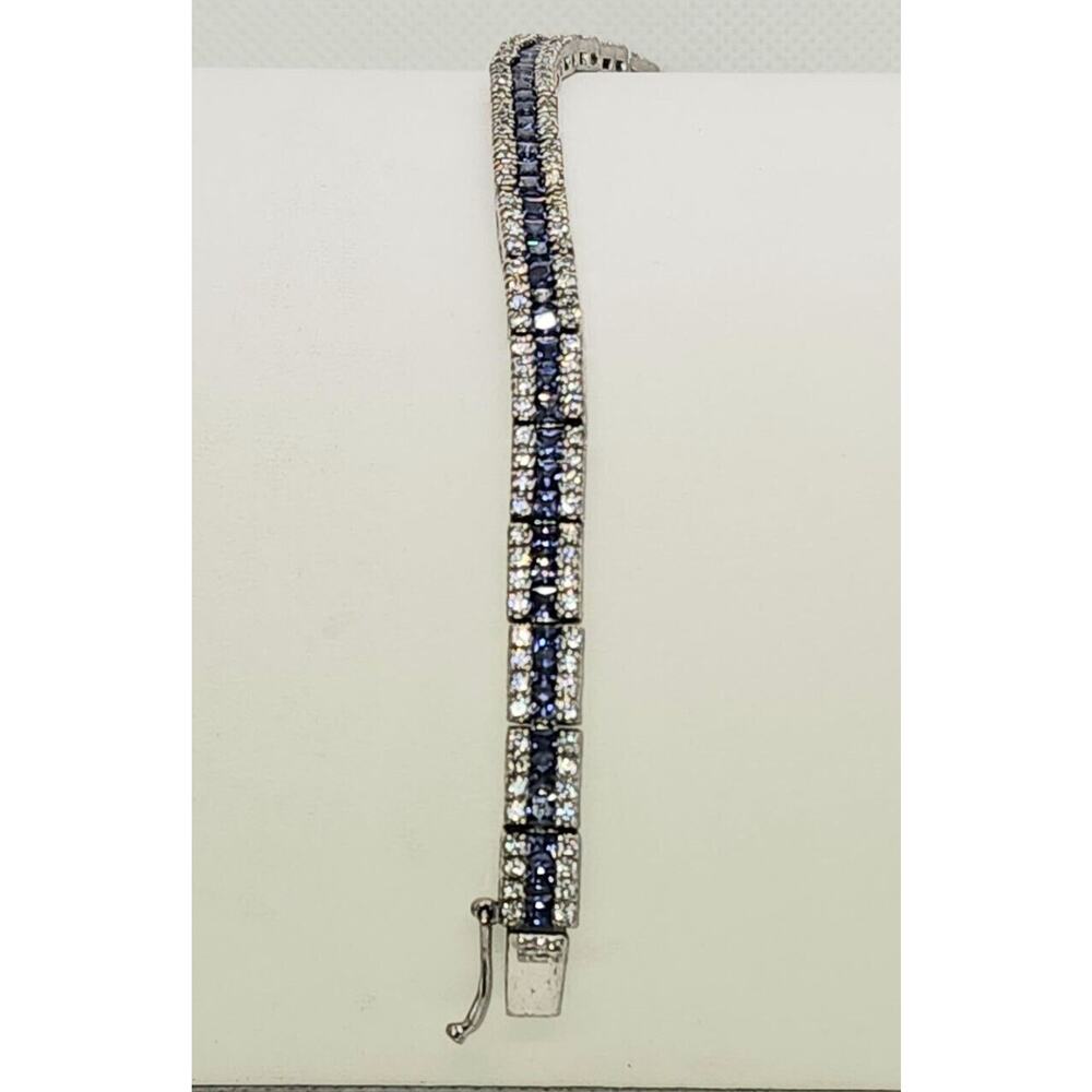 925 STERLING SILVER TANZANITE & CZ BRACELET SIZE 7.5 IN - Picture 7 of 9